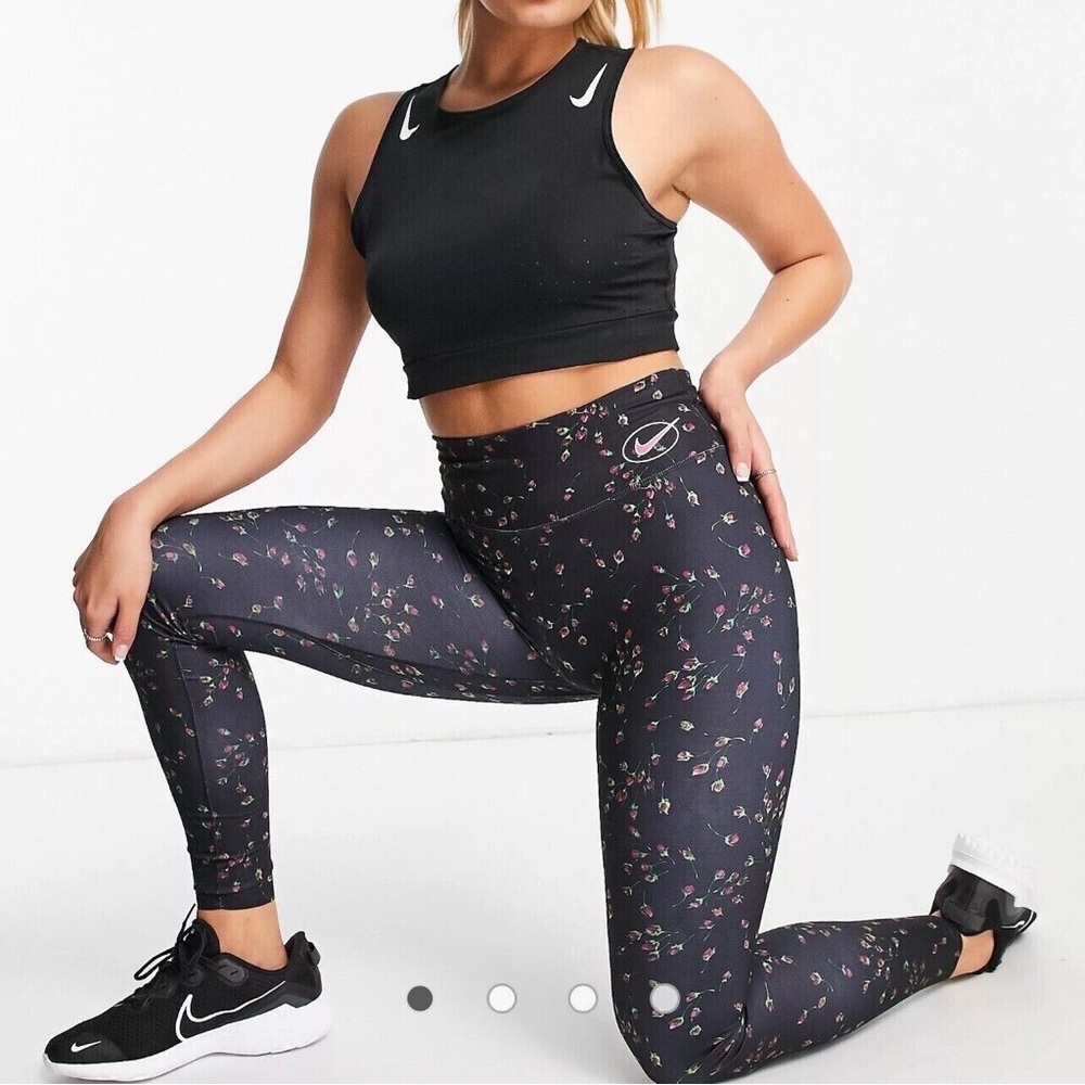 New Nike One Luxe Icon Clash Mid-Rise Printed Leggings tights floral